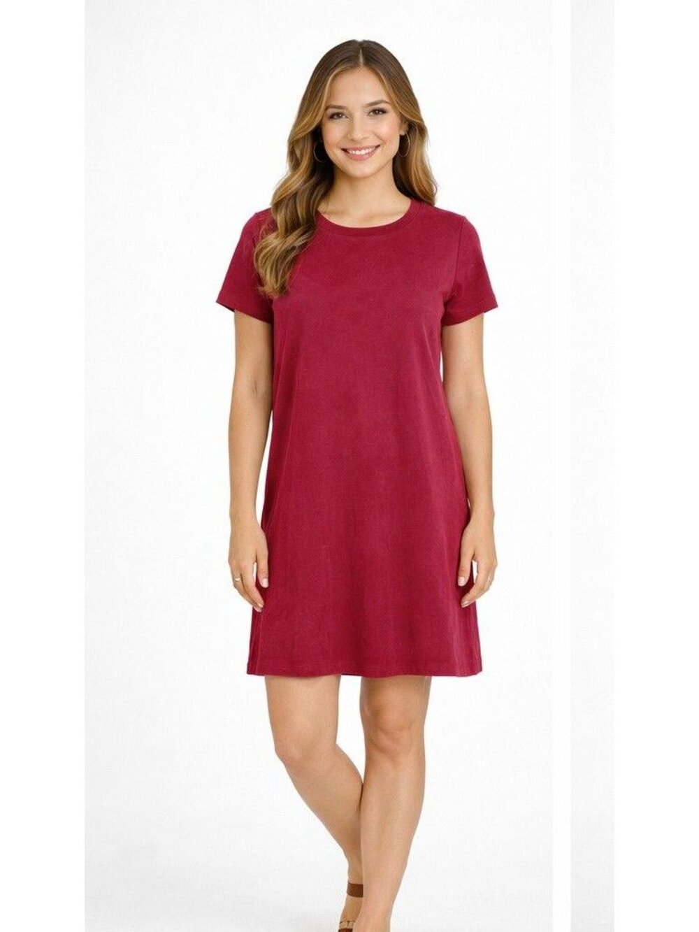 Forever 21 Mini Dress Womens Small Burgundy Short Sleeve Crew Neck Short Sleeve